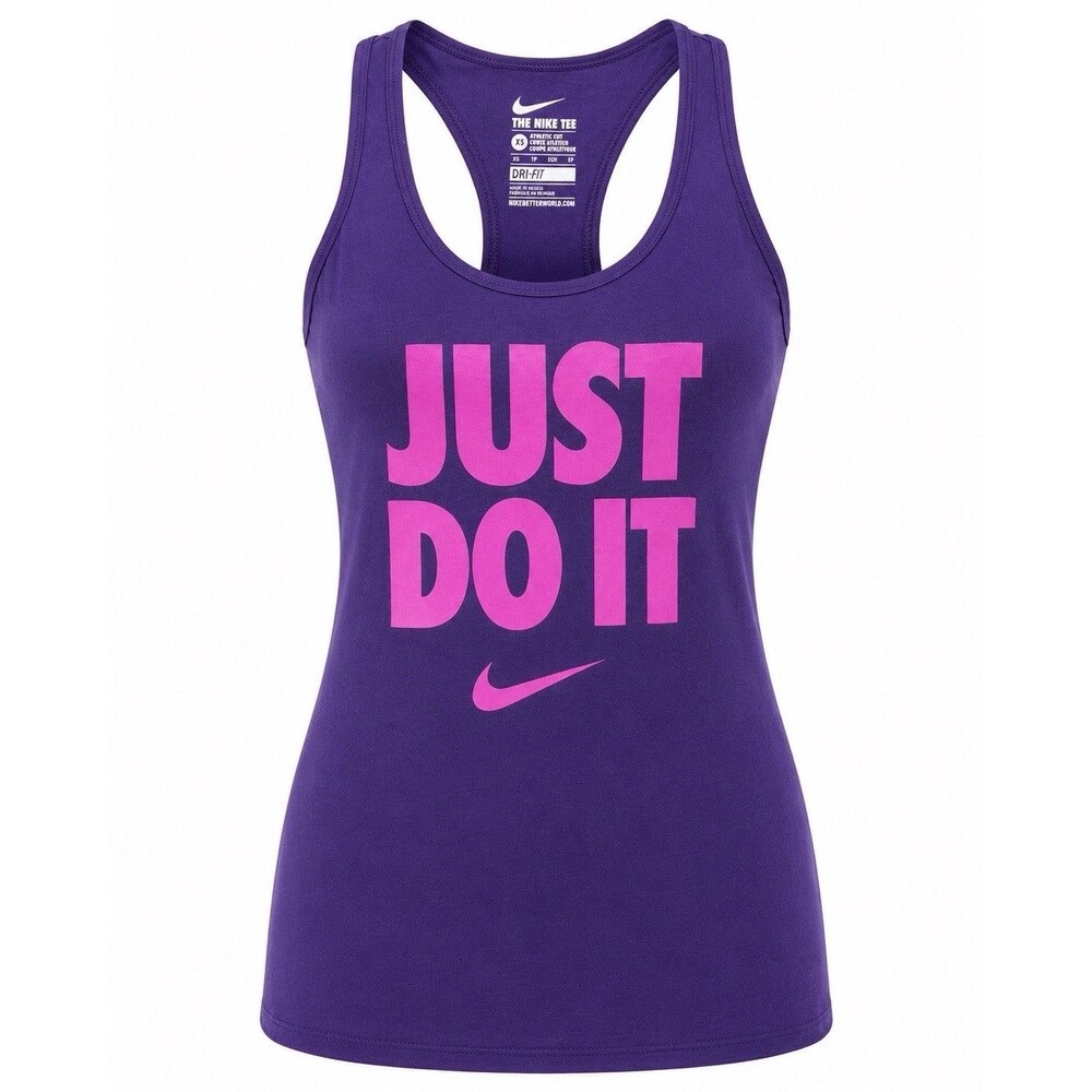 Nike Dri-FIT Just Do It Racerback Tank Top Purple Pink XS